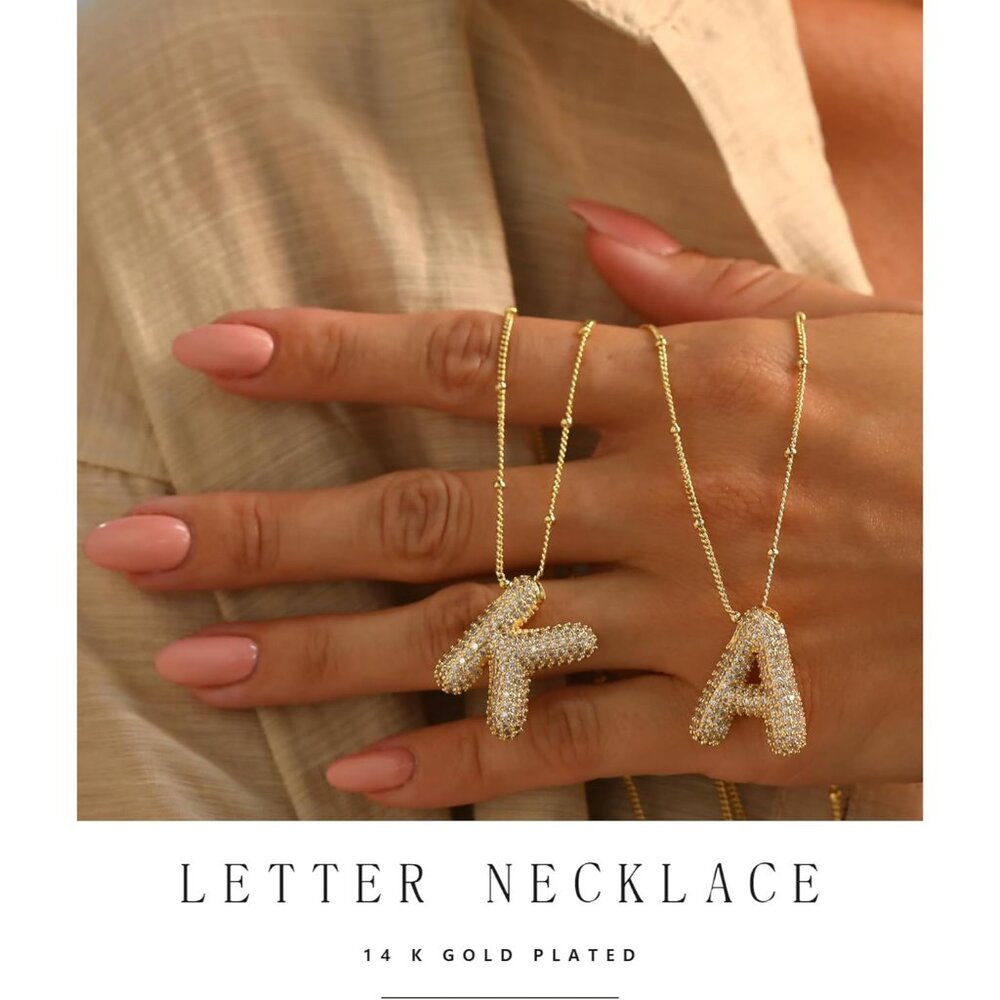 Personalized Chunky Initial Pendant Necklace - El… - image 6